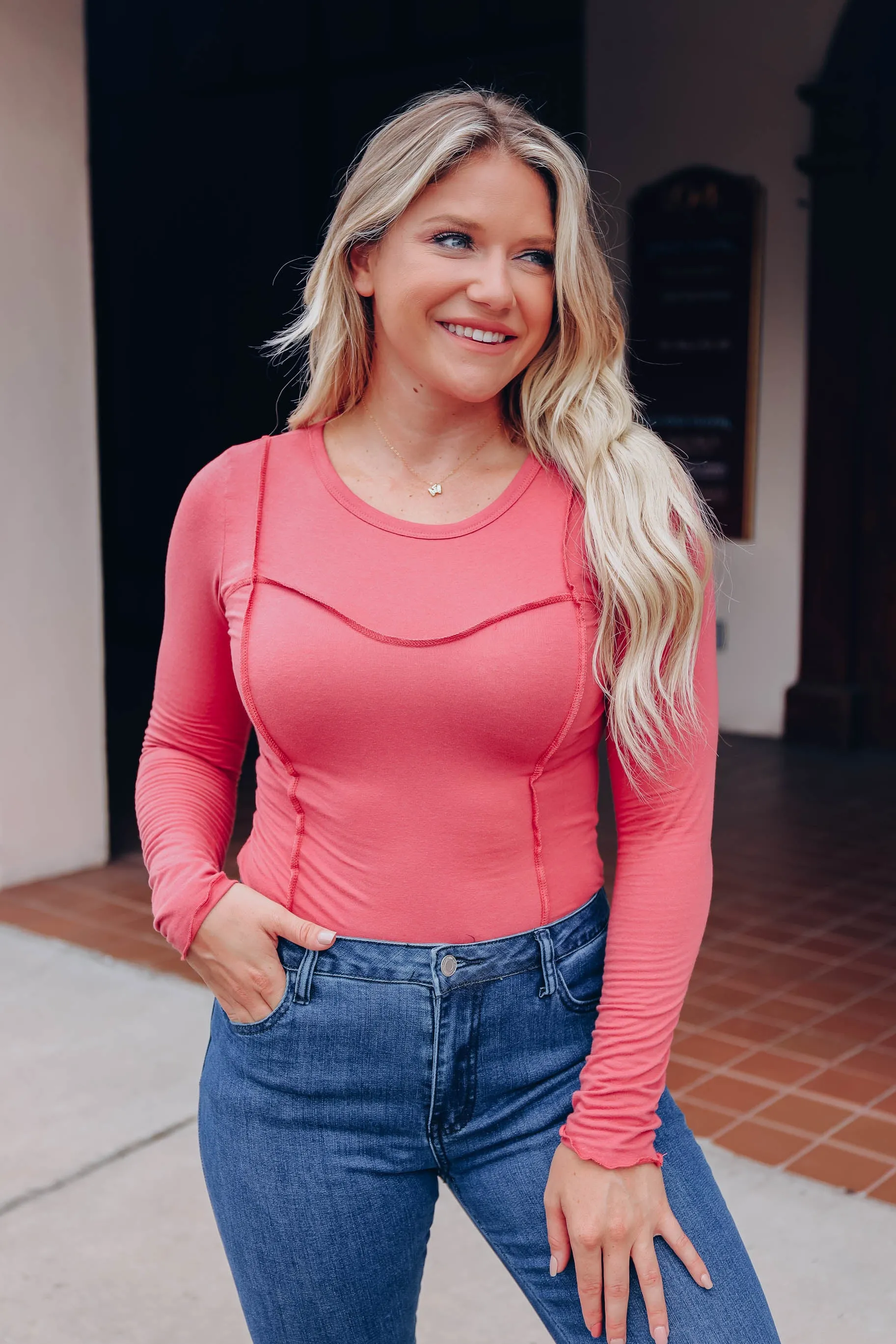 Sonya Long Sleeve Bodysuit - Marsala