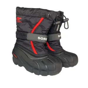 Sorel Flurry Weather Resistant Winter Snow Boot Insulated Black Youth Boys 11