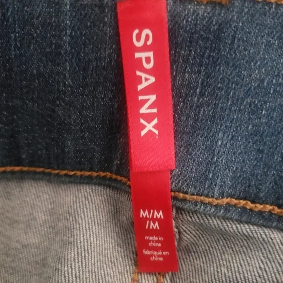 SPANX Jeans Womens M Vintage Indigo Straight Leg  Stretch Waist Comfy Pants NWT