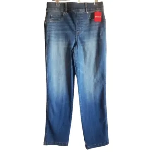 SPANX Jeans Womens M Vintage Indigo Straight Leg  Stretch Waist Comfy Pants NWT