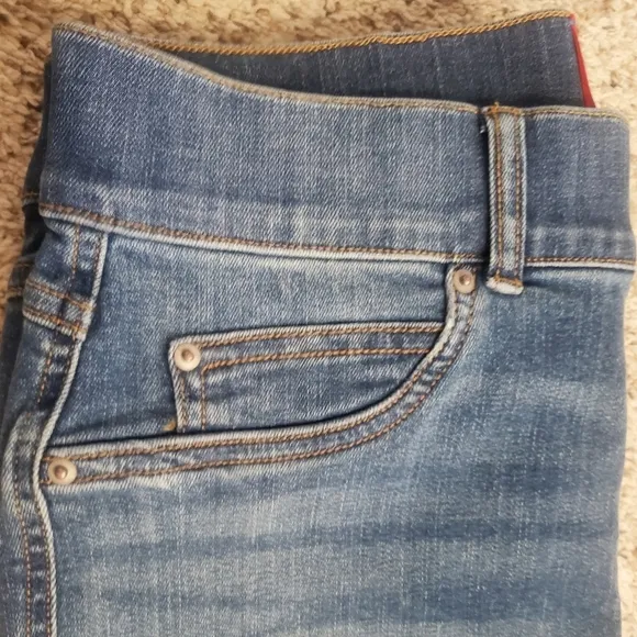 SPANX Jeans Womens M Vintage Indigo Straight Leg  Stretch Waist Comfy Pants NWT