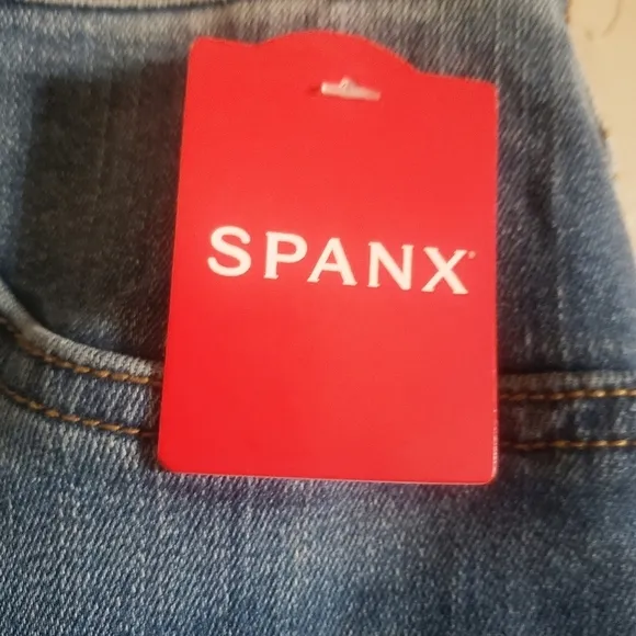SPANX Jeans Womens M Vintage Indigo Straight Leg  Stretch Waist Comfy Pants NWT
