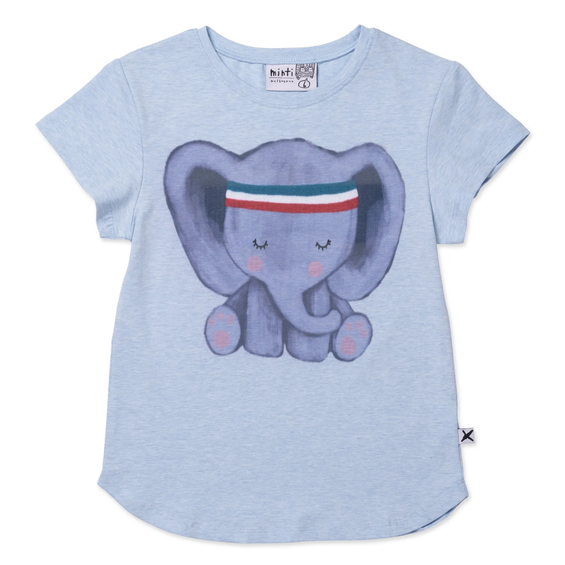 Sporty Elephant Tee- Light Blue Marle