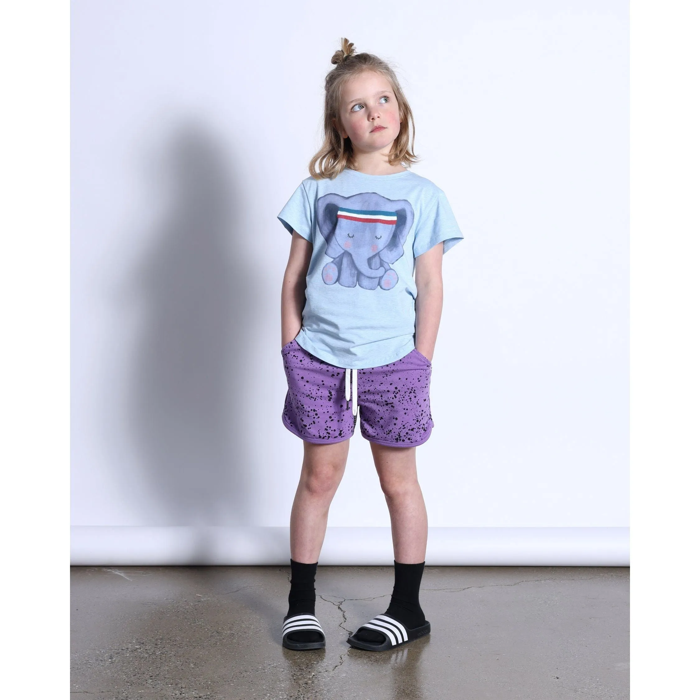 Sporty Elephant Tee- Light Blue Marle
