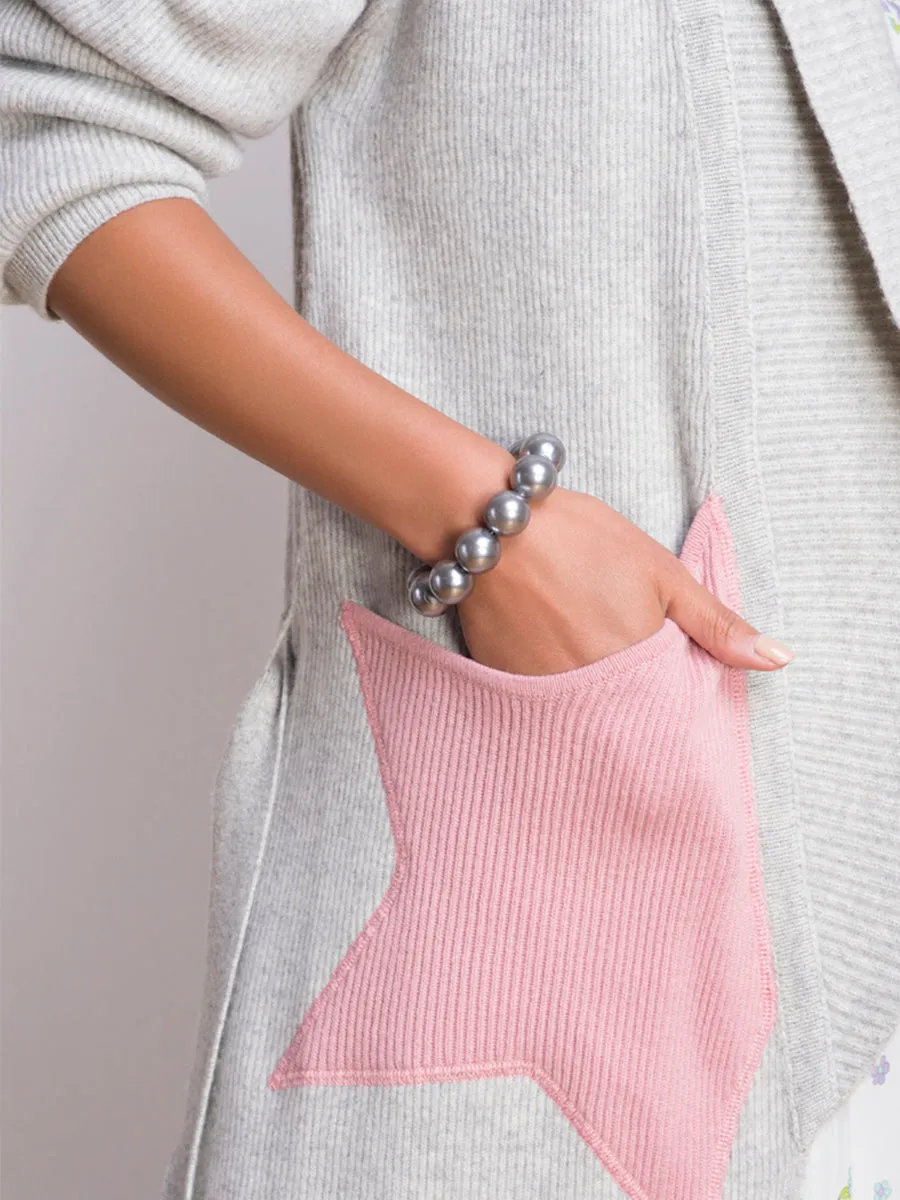 Star Print Cashmere Belted Cardigan