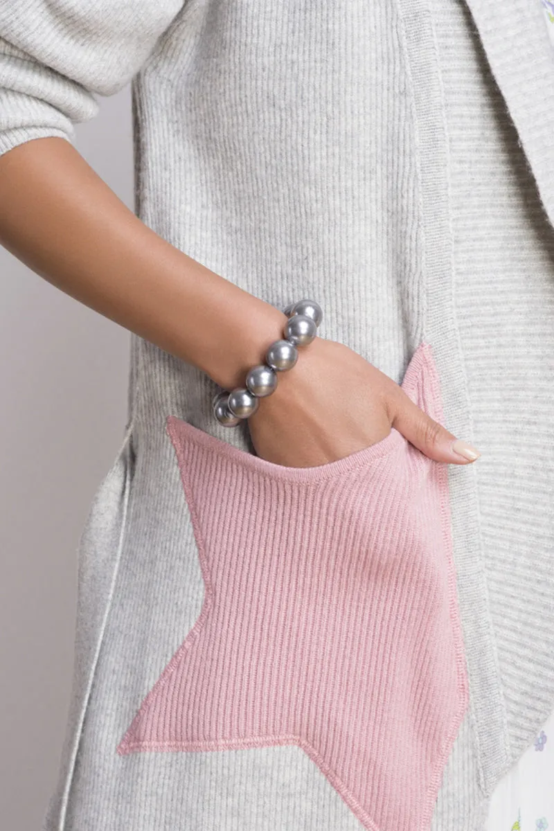Star Print Cashmere Belted Cardigan