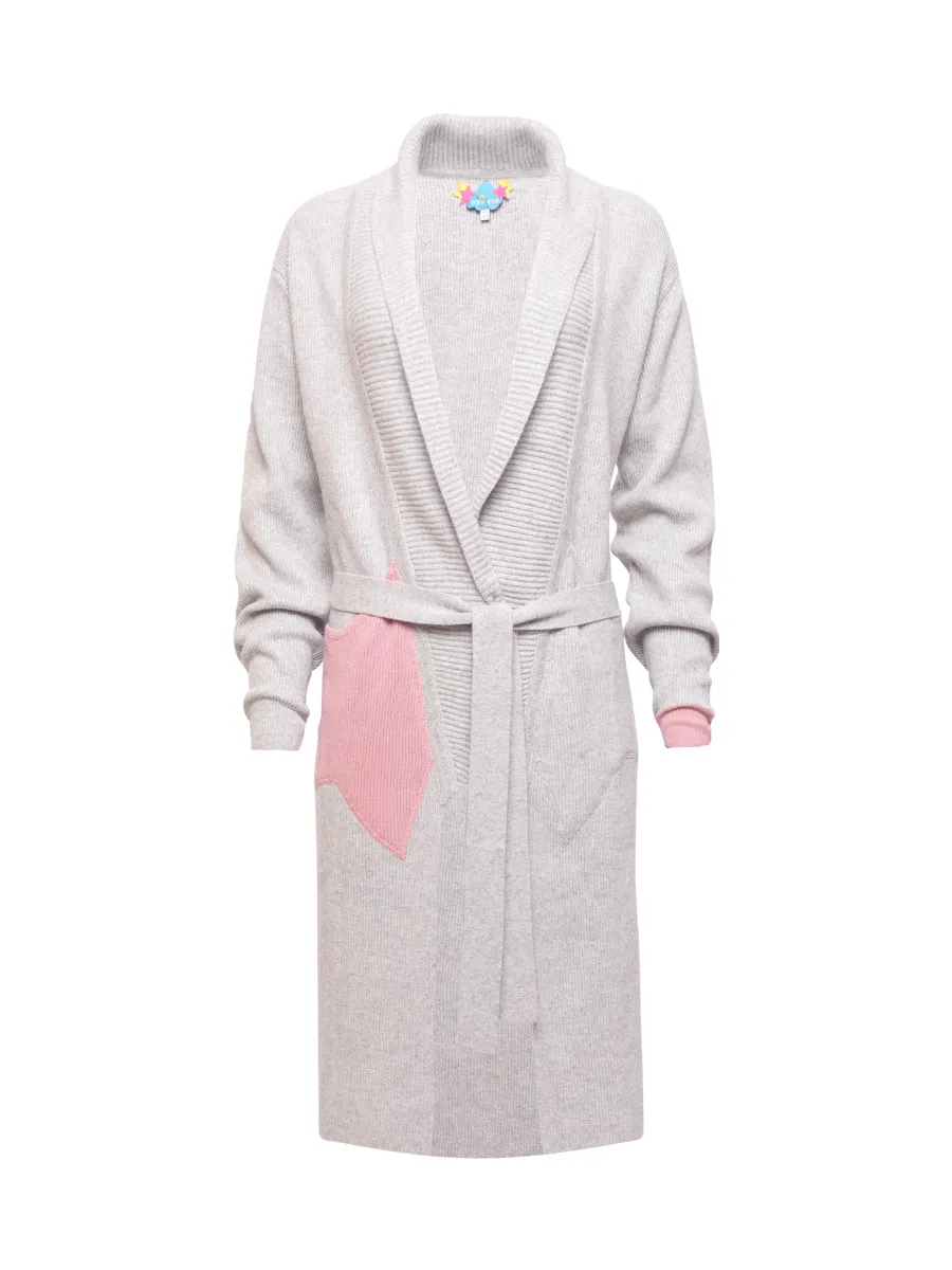 Star Print Cashmere Belted Cardigan