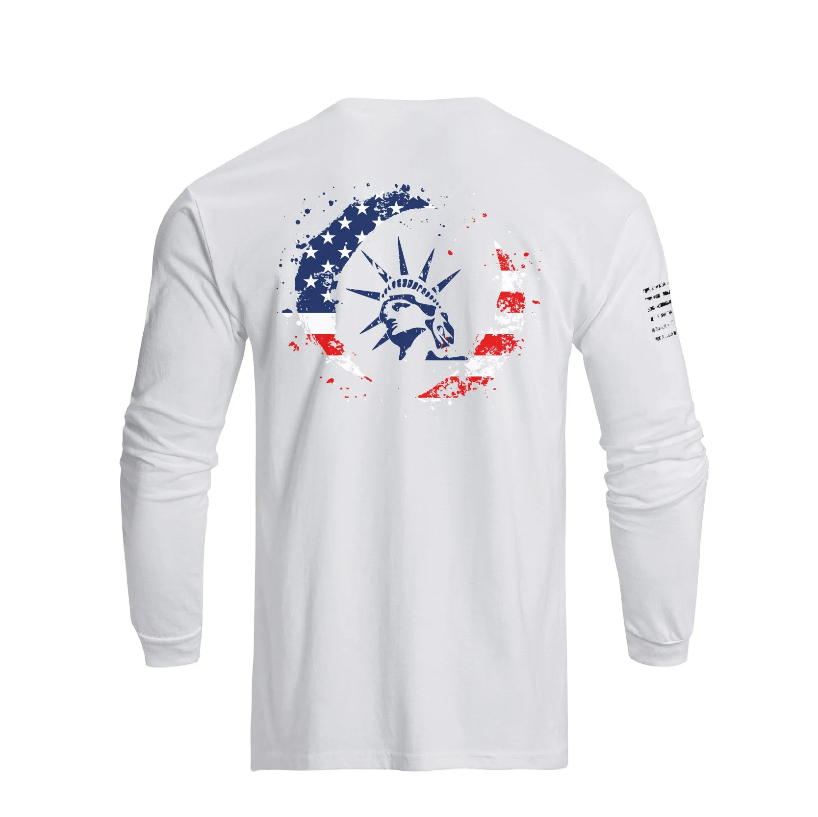 STATUE OF LIBERTY USA FLAG GRAPHIC LONG SLEEVE T-SHIRT
