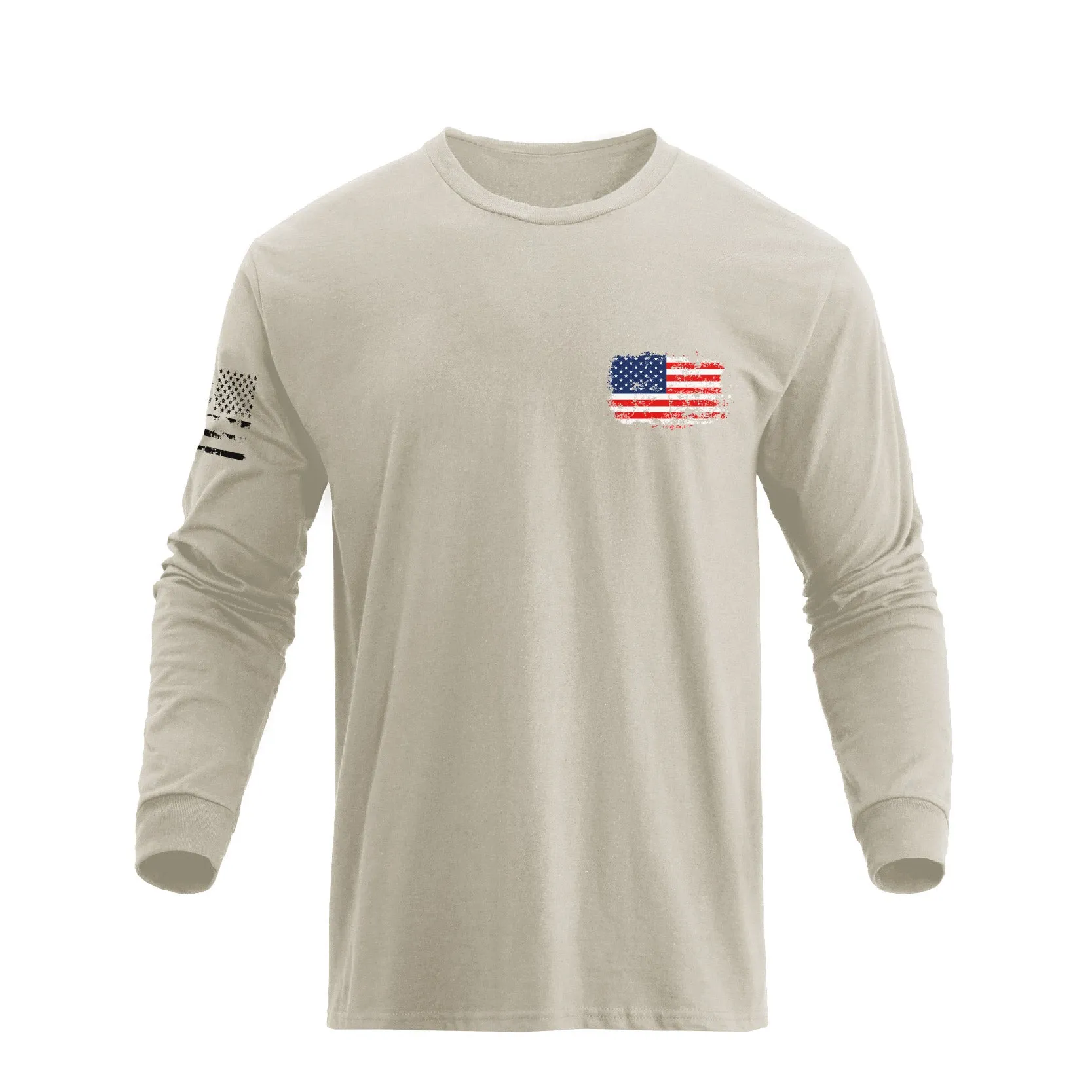 STATUE OF LIBERTY USA FLAG GRAPHIC LONG SLEEVE T-SHIRT
