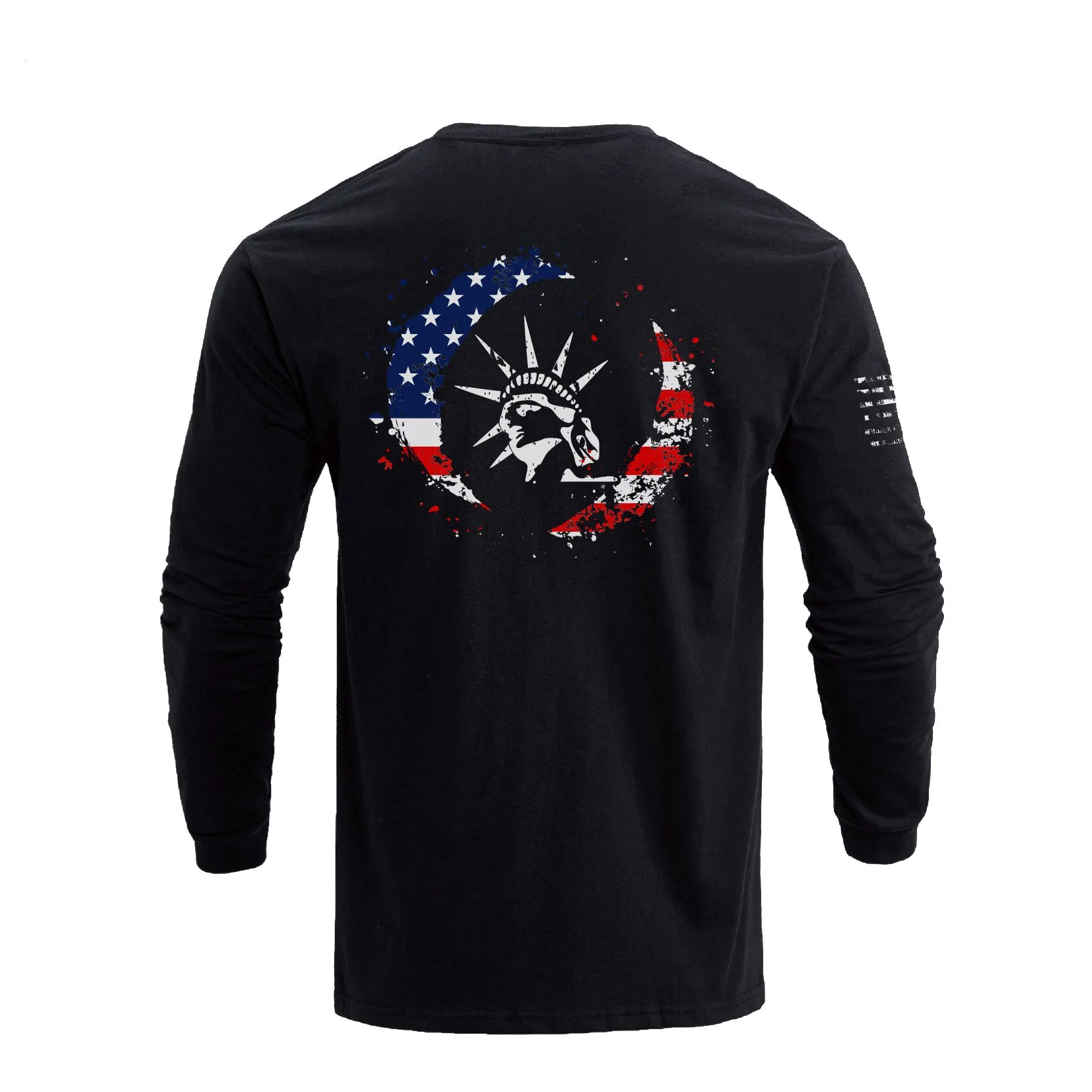 STATUE OF LIBERTY USA FLAG GRAPHIC LONG SLEEVE T-SHIRT