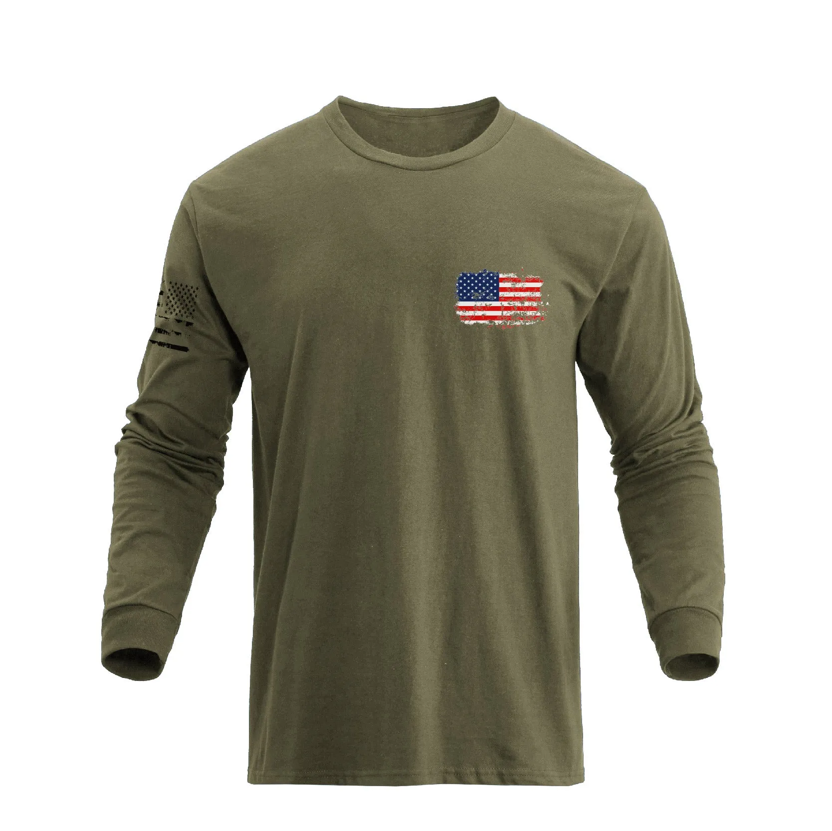 STATUE OF LIBERTY USA FLAG GRAPHIC LONG SLEEVE T-SHIRT