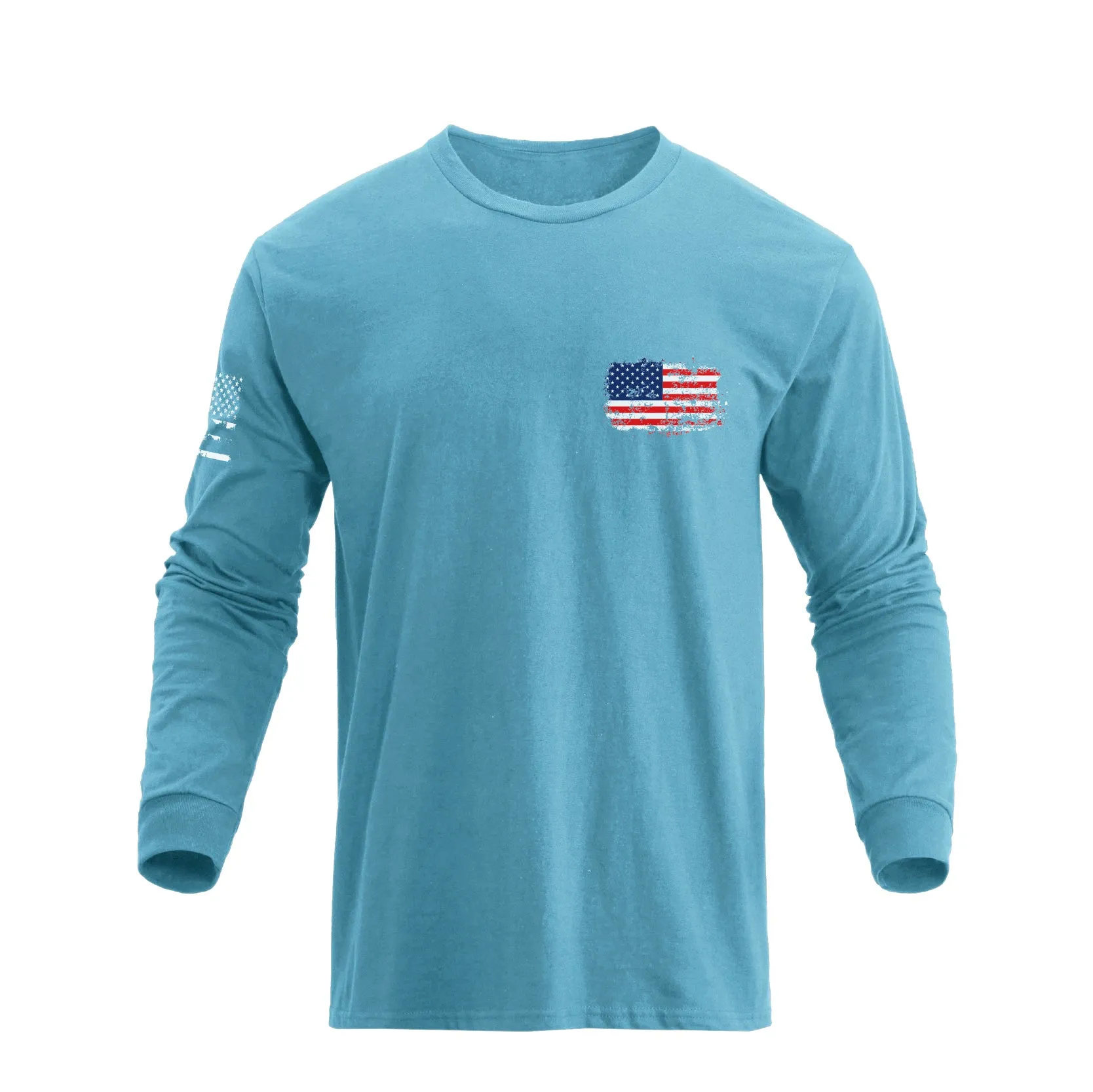 STATUE OF LIBERTY USA FLAG GRAPHIC LONG SLEEVE T-SHIRT