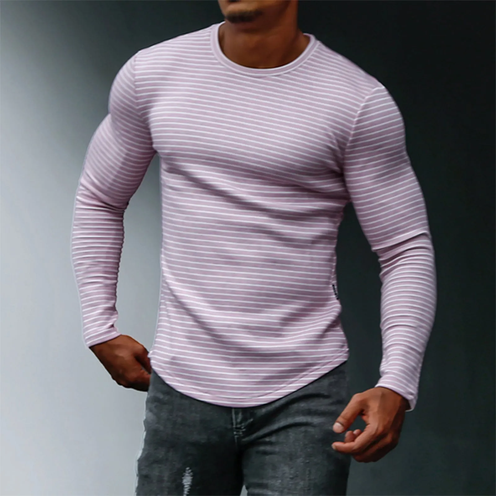 STRIPE 100% COTTON LONG SLEEVE T-SHIRT