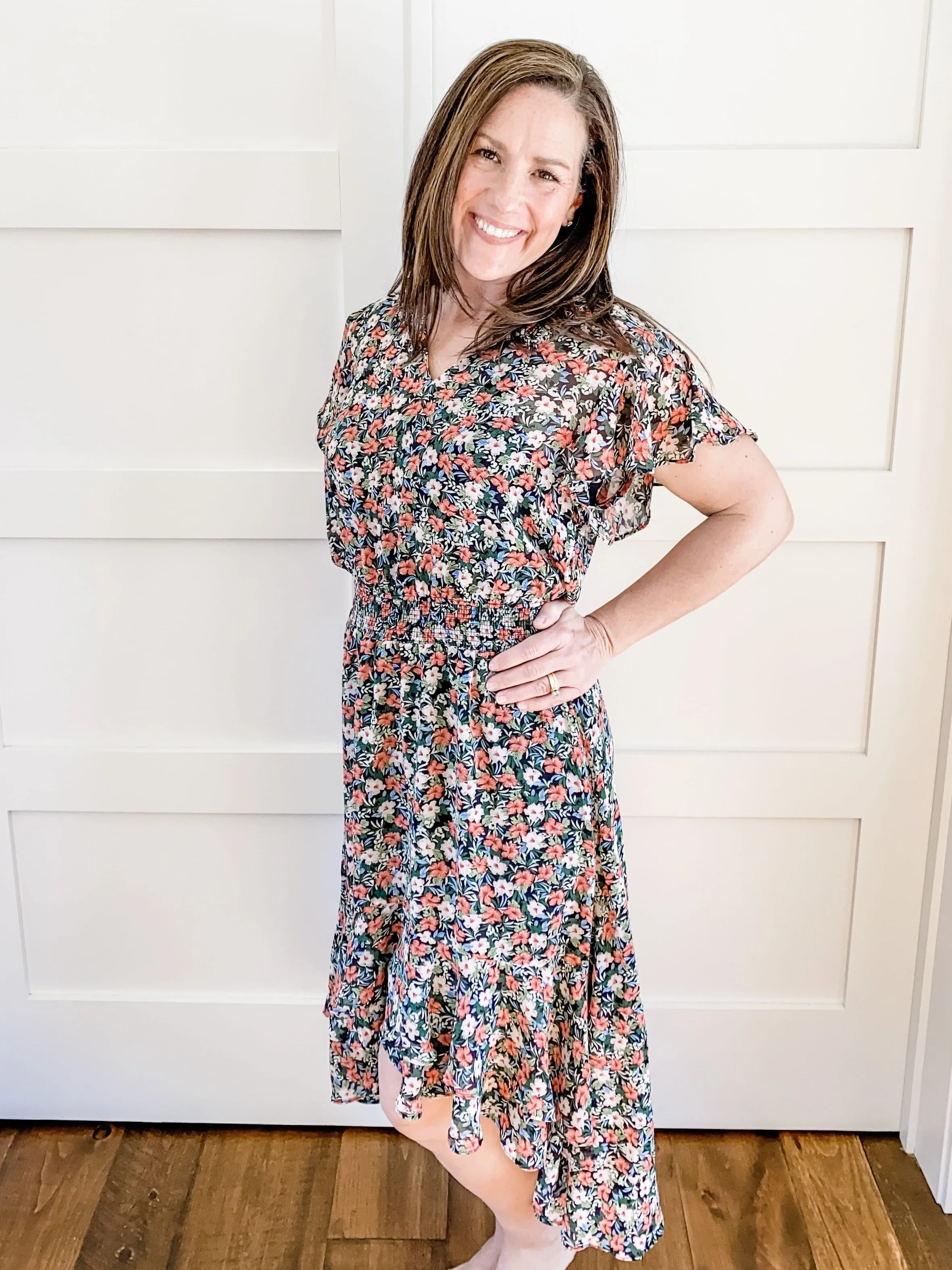 SWEET HI-LOW FLORAL DRESS