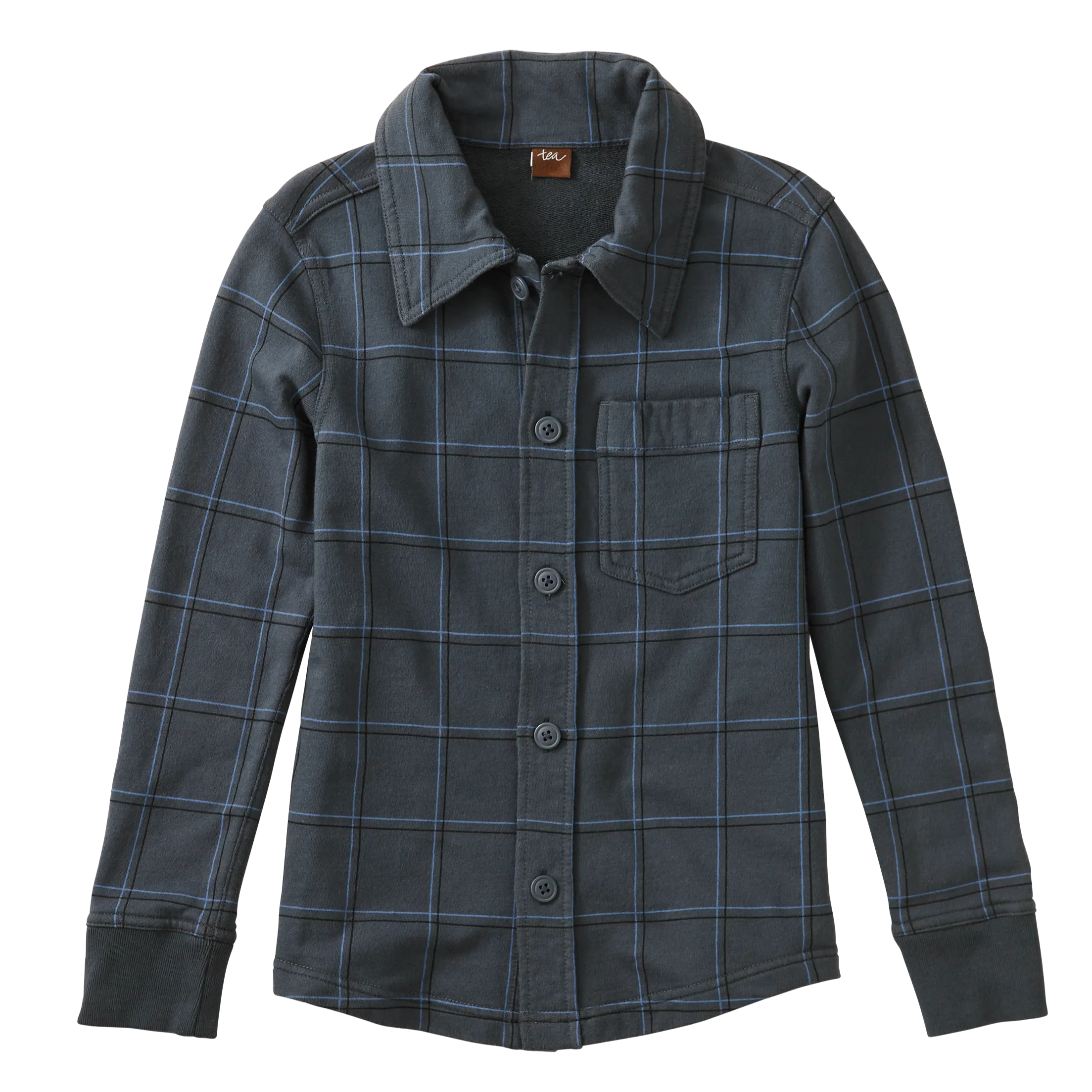 Tea Collection Windowpane Button Up Shirt - Size 6