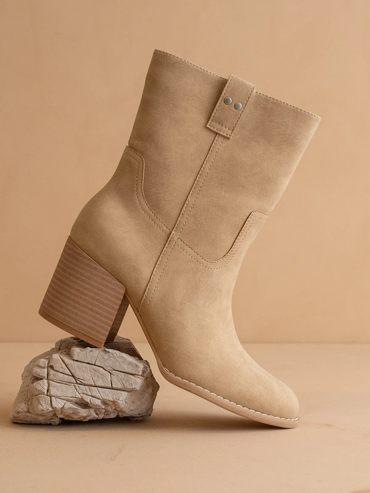 The Jennie | Khaki Classic Heeled Everyday Bootie