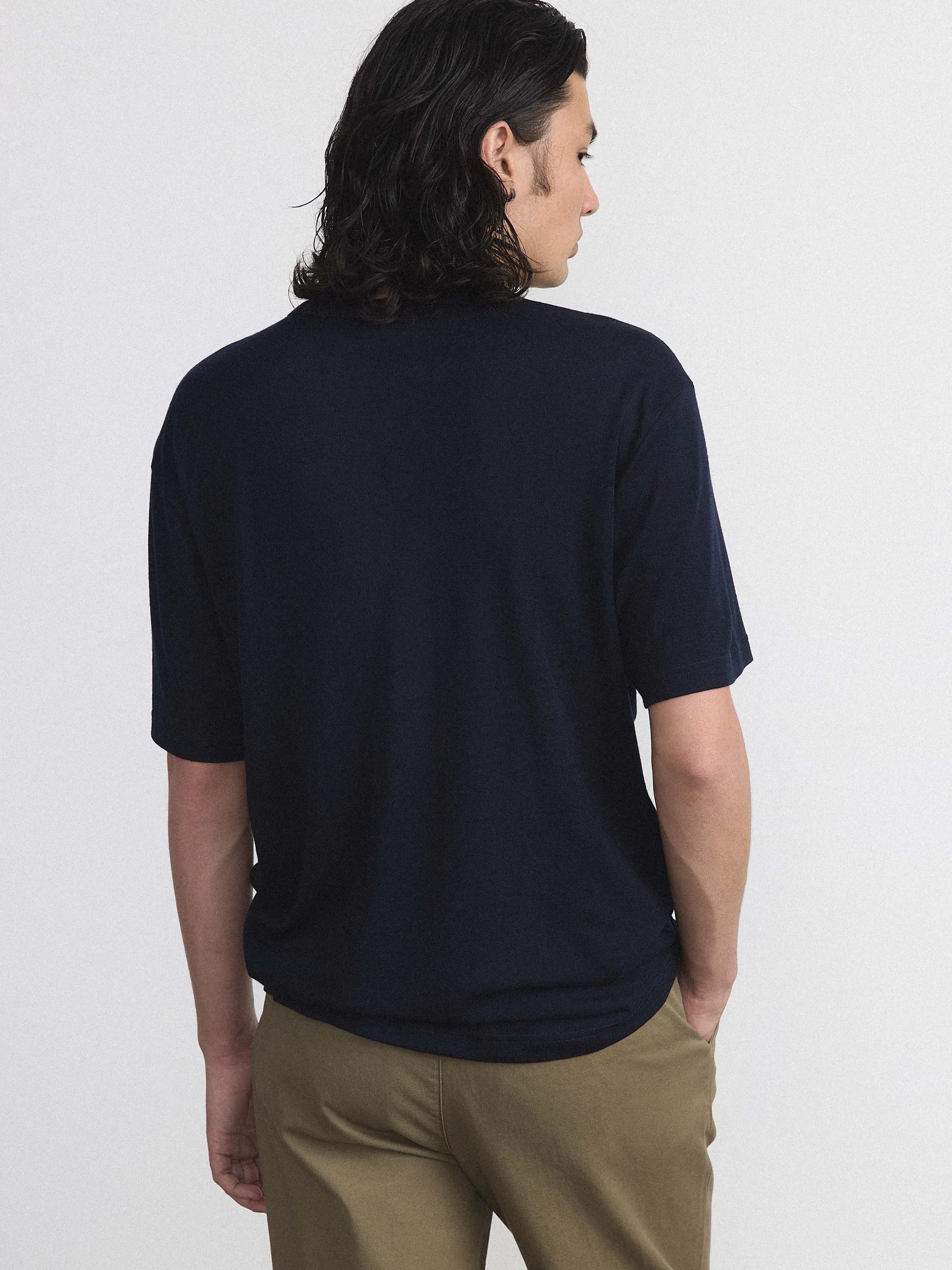The Relaxed Merino T-Shirt in Deep Blue