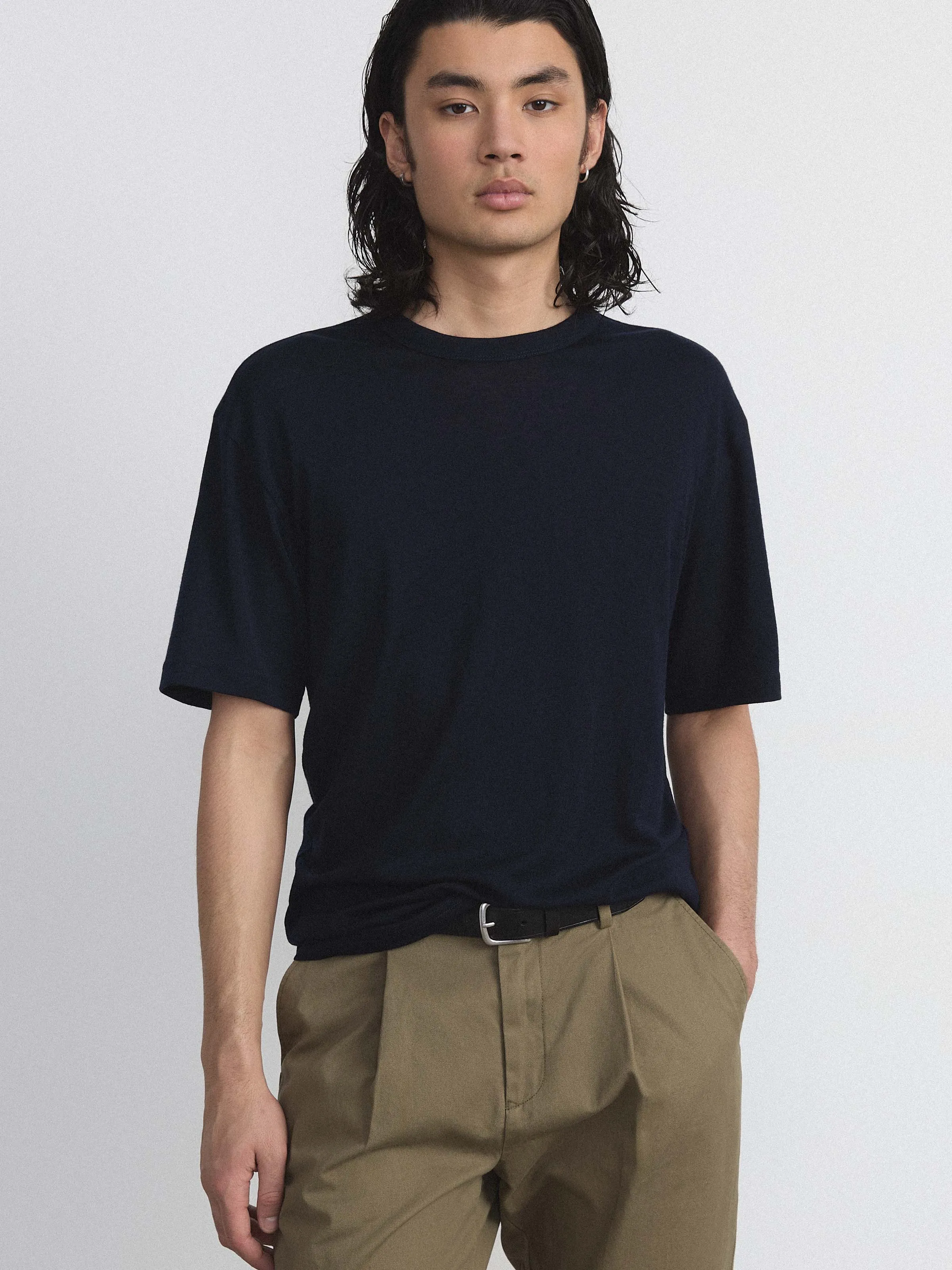 The Relaxed Merino T-Shirt in Deep Blue