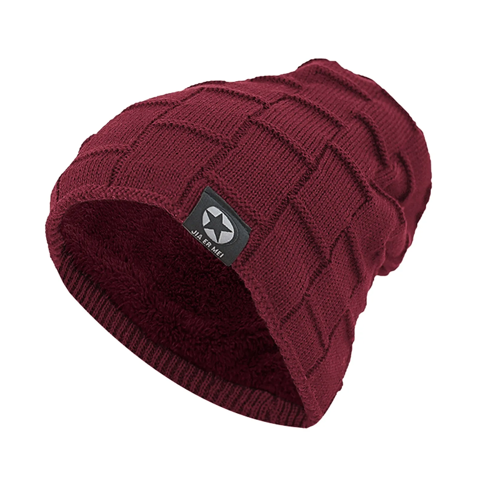 THICKEN FLEECE KNITTED BEANIE HAT