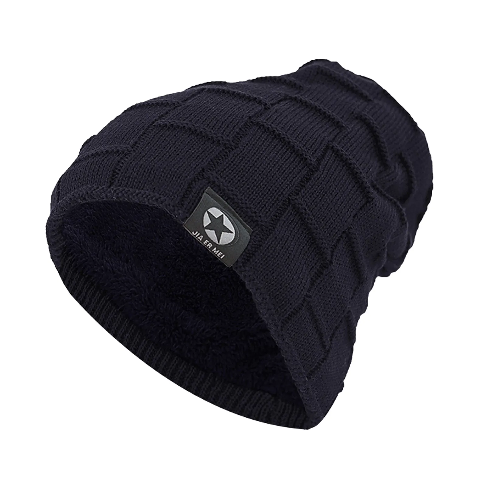 THICKEN FLEECE KNITTED BEANIE HAT