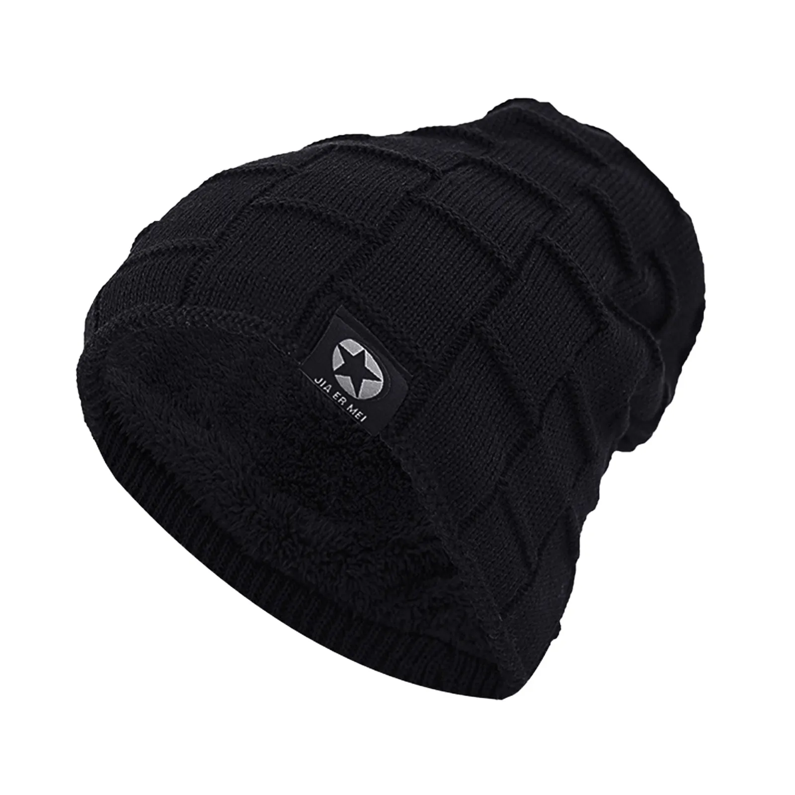 THICKEN FLEECE KNITTED BEANIE HAT