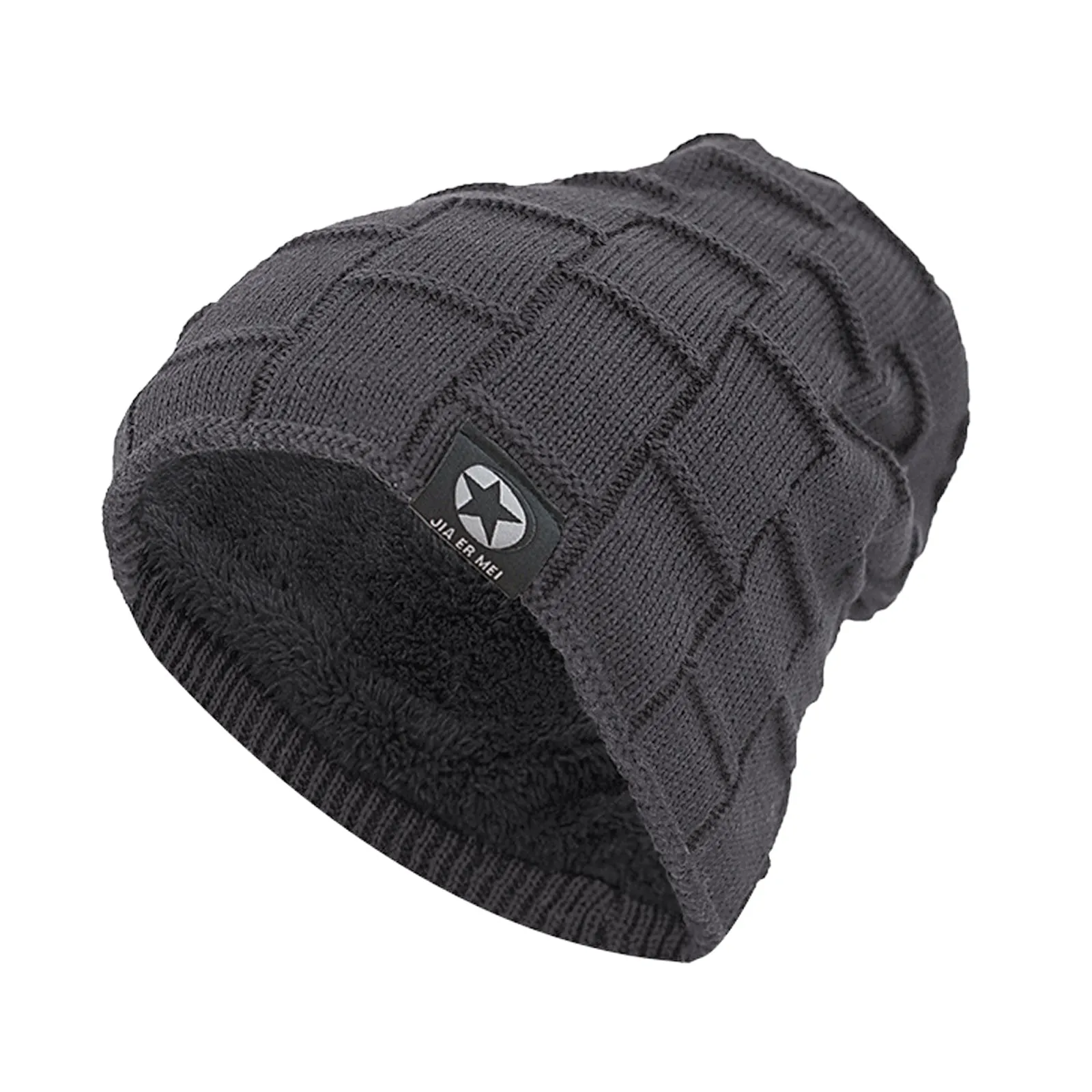 THICKEN FLEECE KNITTED BEANIE HAT