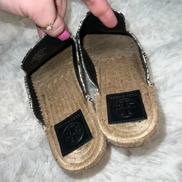 Tory Burch Max Espadrille Snakeskin Mules Size 8