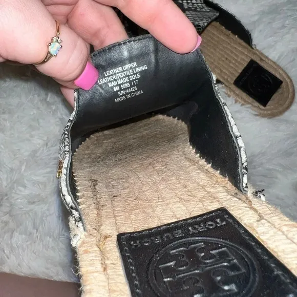 Tory Burch Max Espadrille Snakeskin Mules Size 8