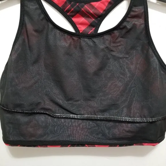 Victoria's Secret bra Large VS Sport plaid pullover glitter bling logo workout