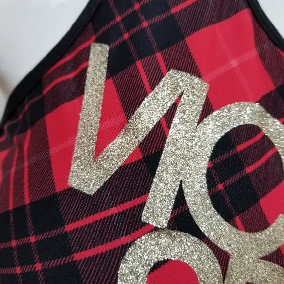 Victoria's Secret bra Large VS Sport plaid pullover glitter bling logo workout
