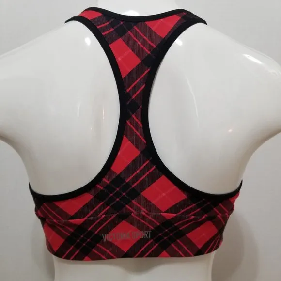 Victoria's Secret bra Large VS Sport plaid pullover glitter bling logo workout