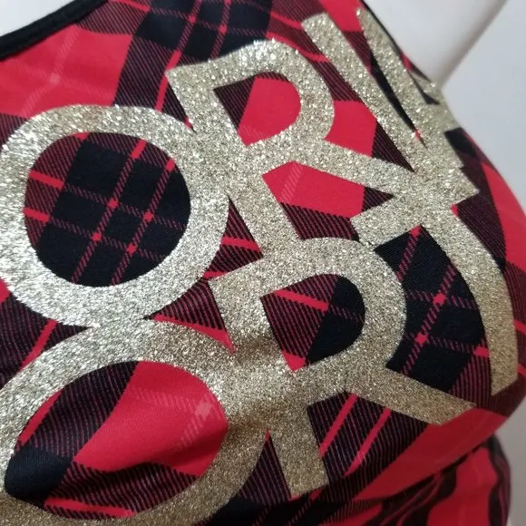 Victoria's Secret bra Large VS Sport plaid pullover glitter bling logo workout