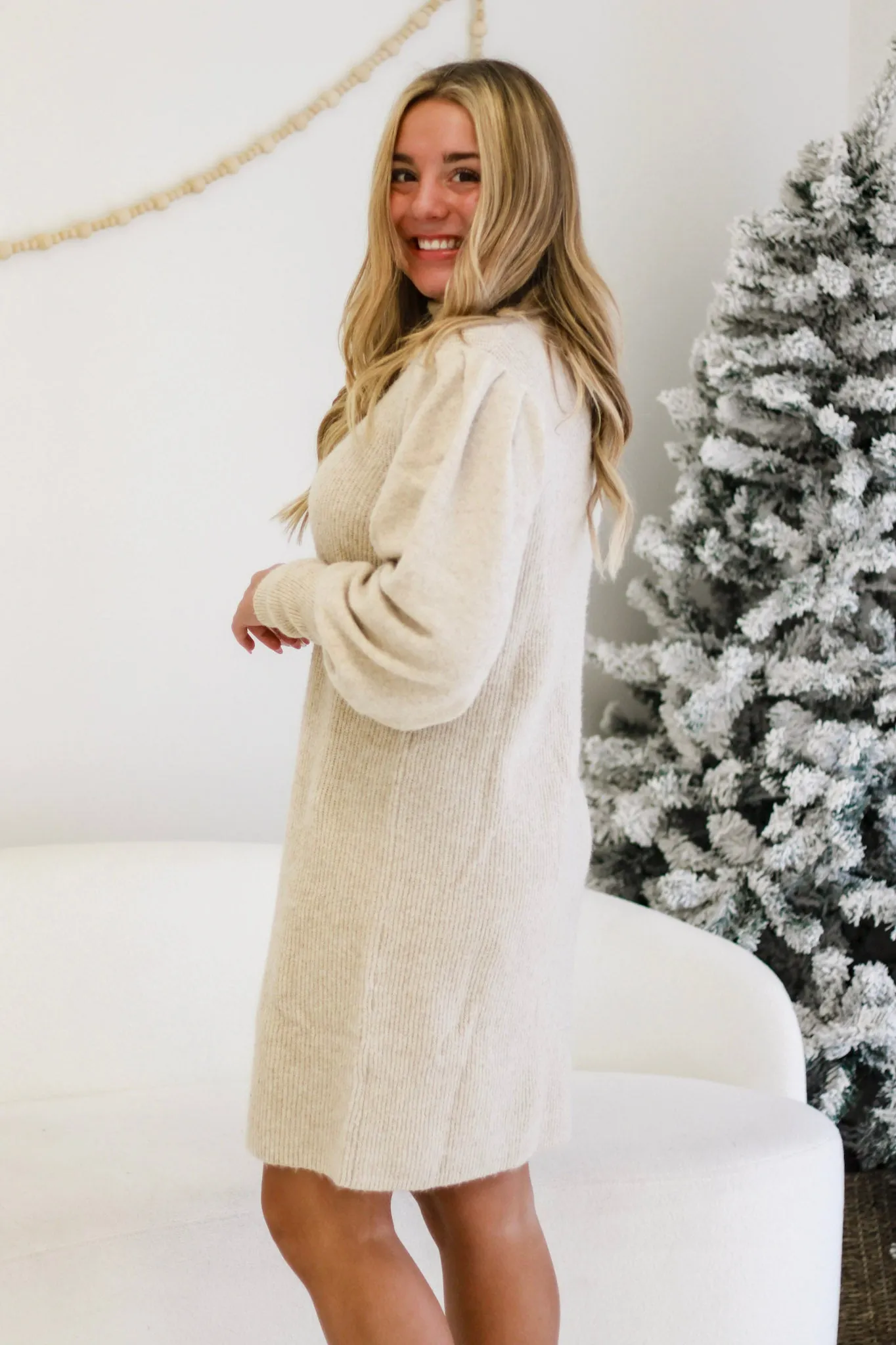 Warm for Winter Sweater Dress in Cream