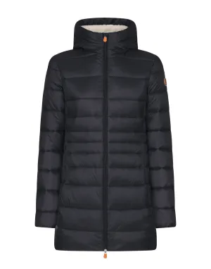 Women's Save the Duck | Giga Hooded Coat with Faux Lambskin Lining