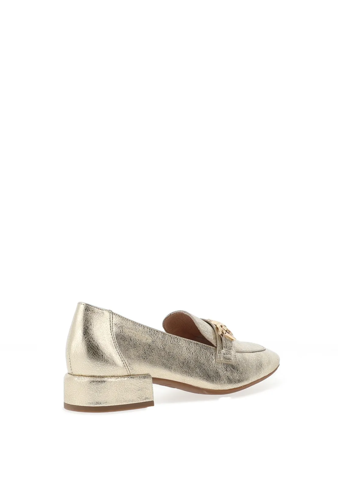 Wonders Metallic Pebbled Leather Heeled Loafers, Gold
