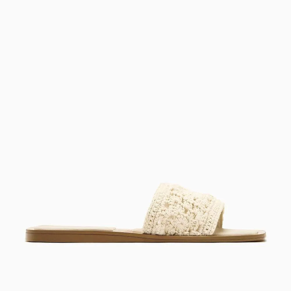 Woven Crochet Decor Slide-On Flat Mules