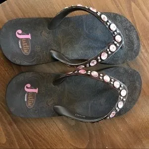 Youth Black Bling Justin Bling Sandals