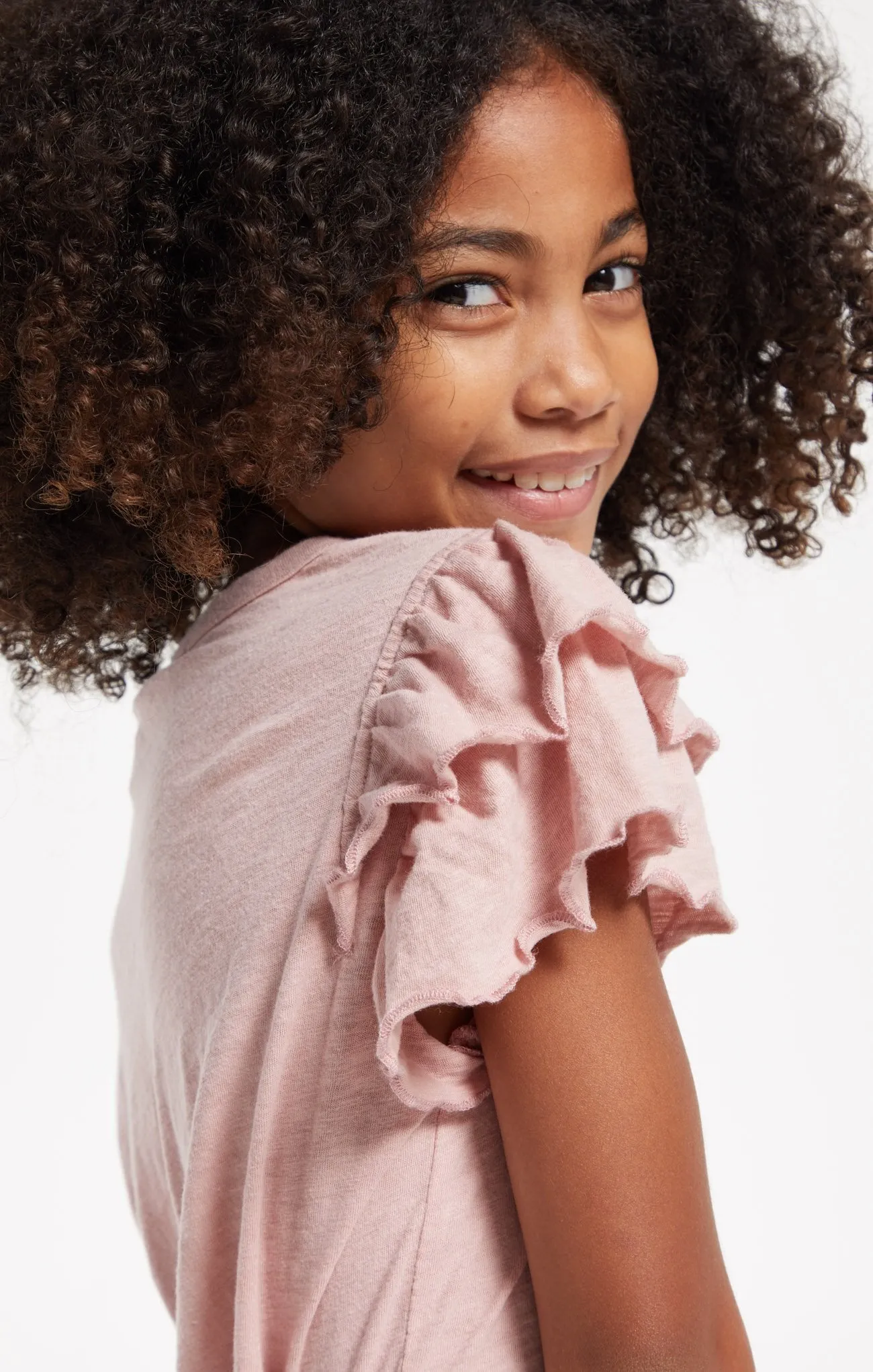 Z Supply Girls Lila Ruffle Tee - Pink Blossom