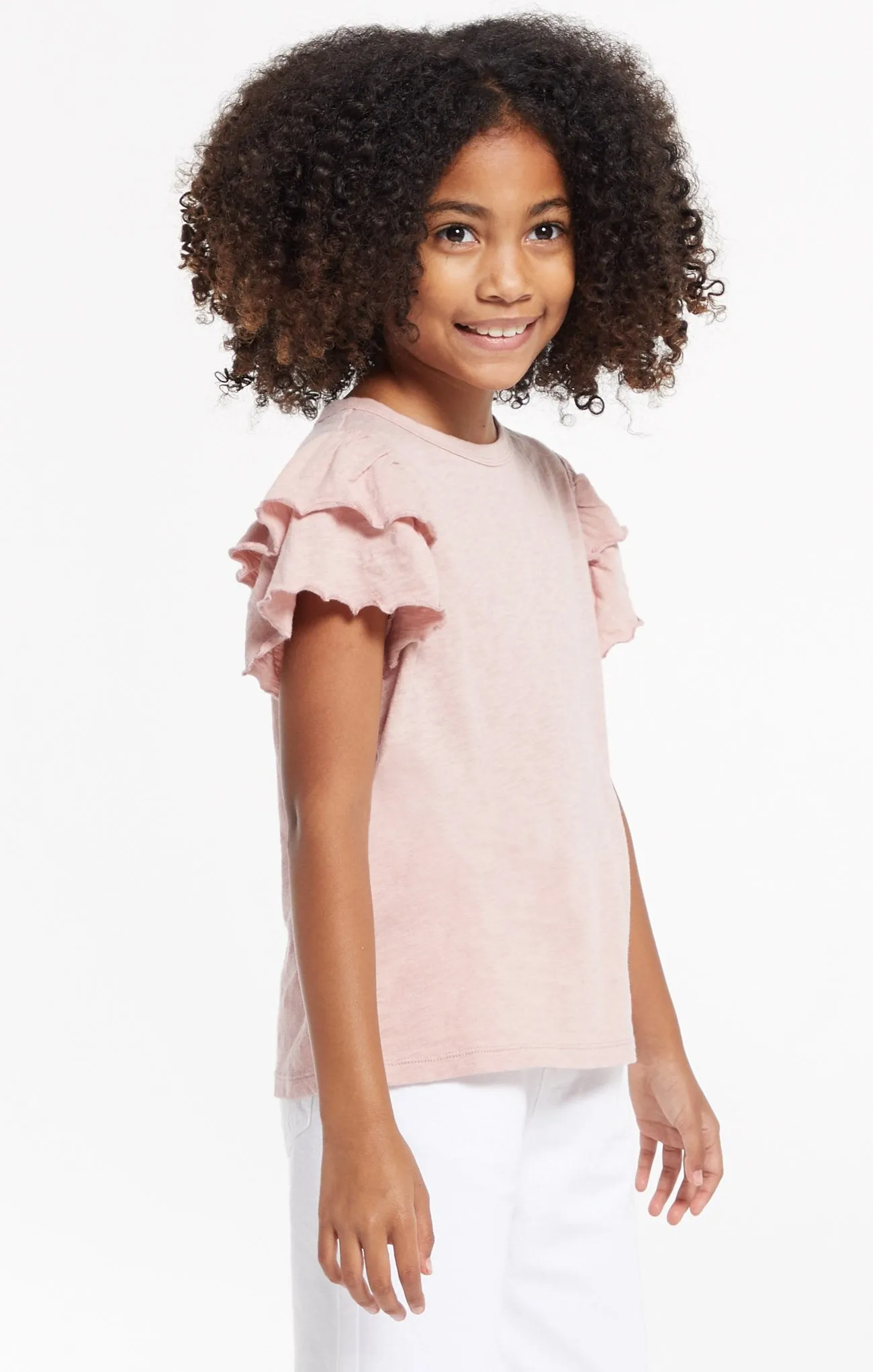 Z Supply Girls Lila Ruffle Tee - Pink Blossom