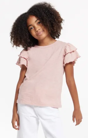 Z Supply Girls Lila Ruffle Tee - Pink Blossom
