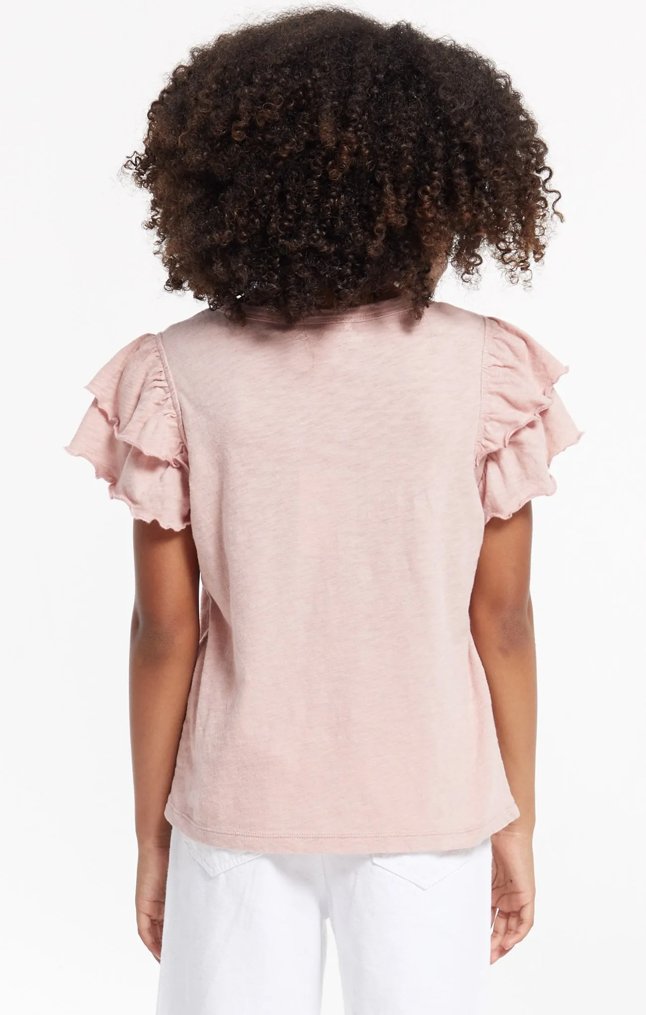Z Supply Girls Lila Ruffle Tee - Pink Blossom
