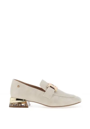 Zanni & Co. Laocai Printed Heeled Loafers, Cream