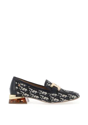 Zanni & Co. Monogram Print Heeled Loafers, Cobalt Blue