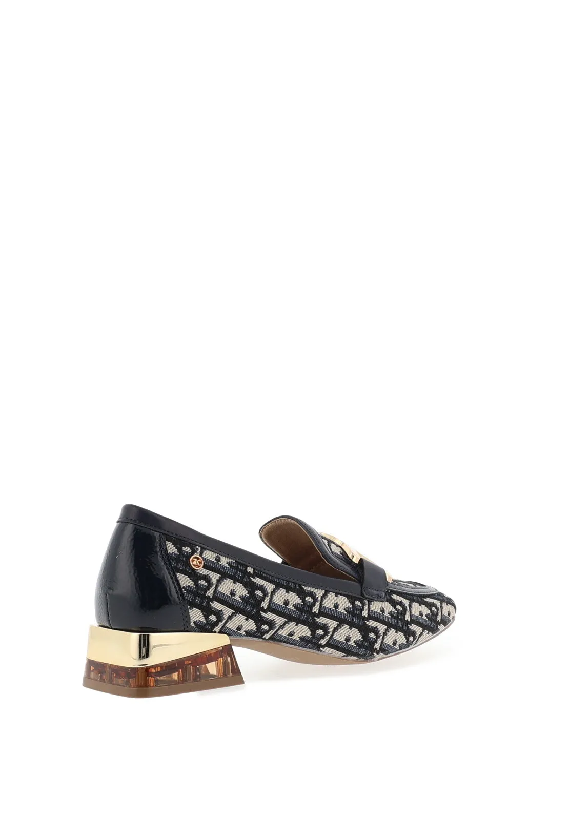 Zanni & Co. Monogram Print Heeled Loafers, Cobalt Blue