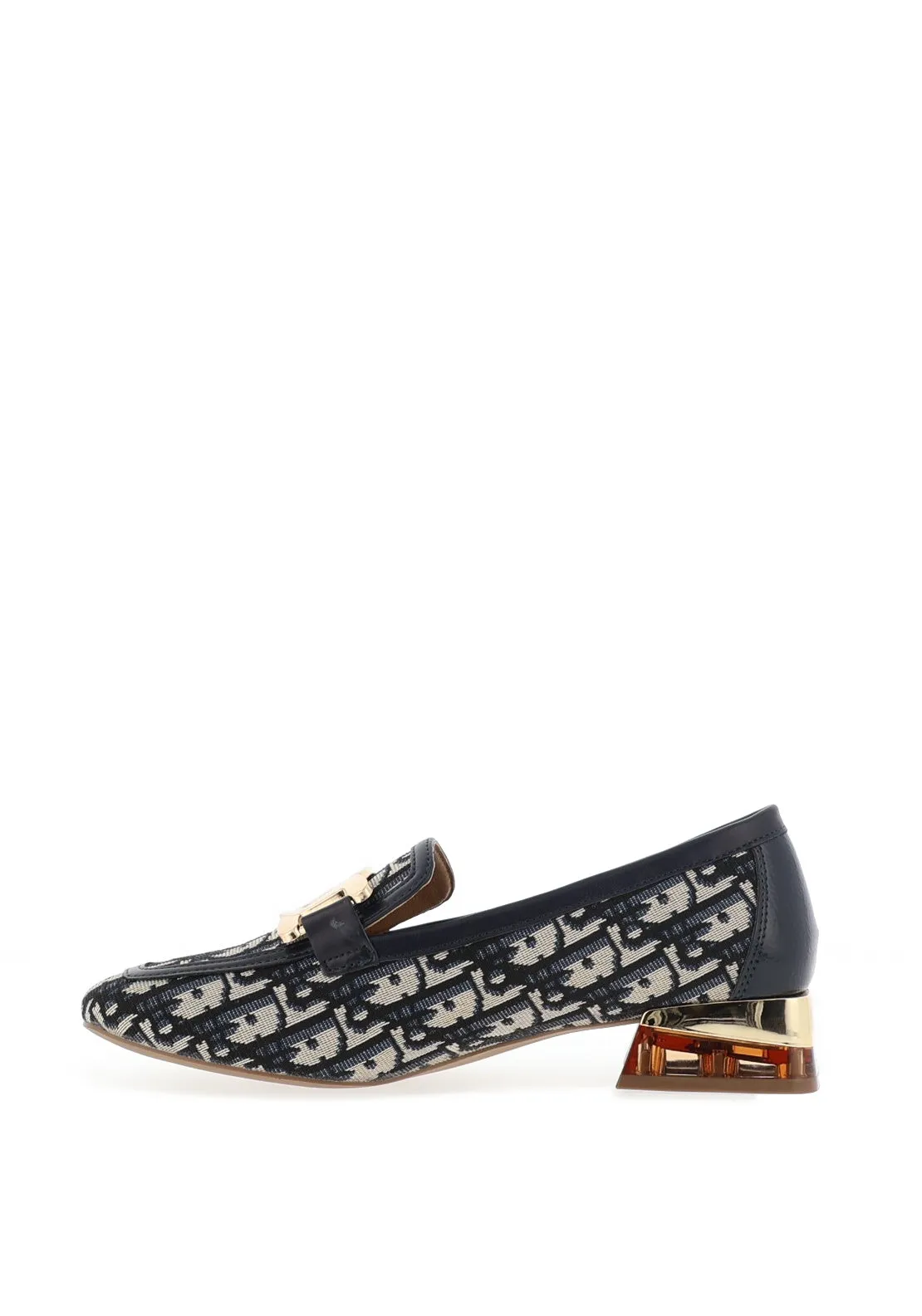 Zanni & Co. Monogram Print Heeled Loafers, Cobalt Blue