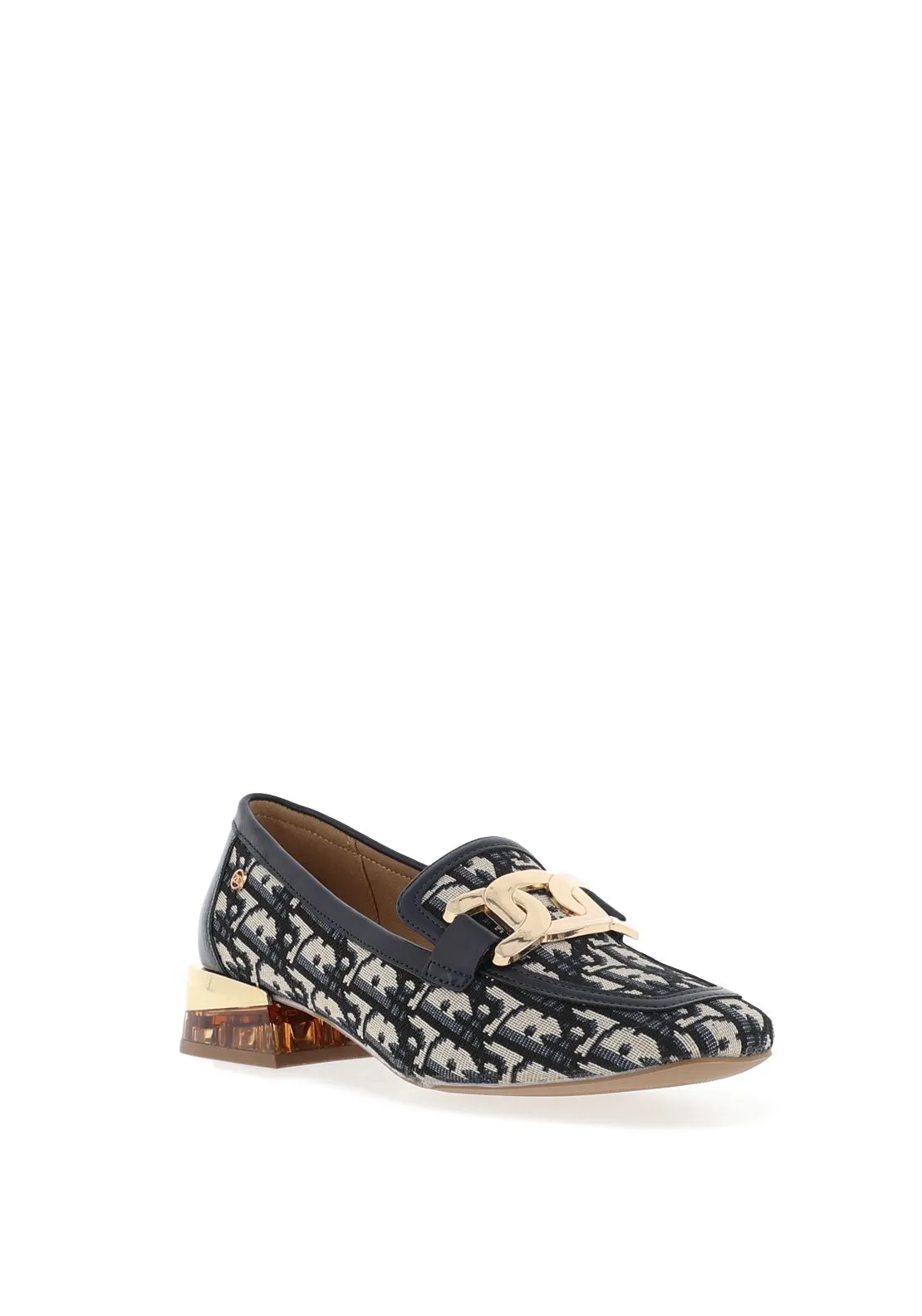 Zanni & Co. Monogram Print Heeled Loafers, Cobalt Blue