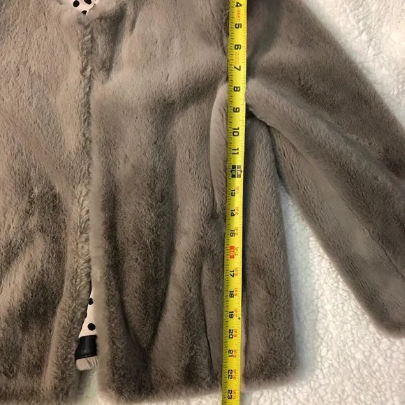 ZARA Women Jacket Women Size S Gray Tau[e Faux Fur Long Sleeve Open Front